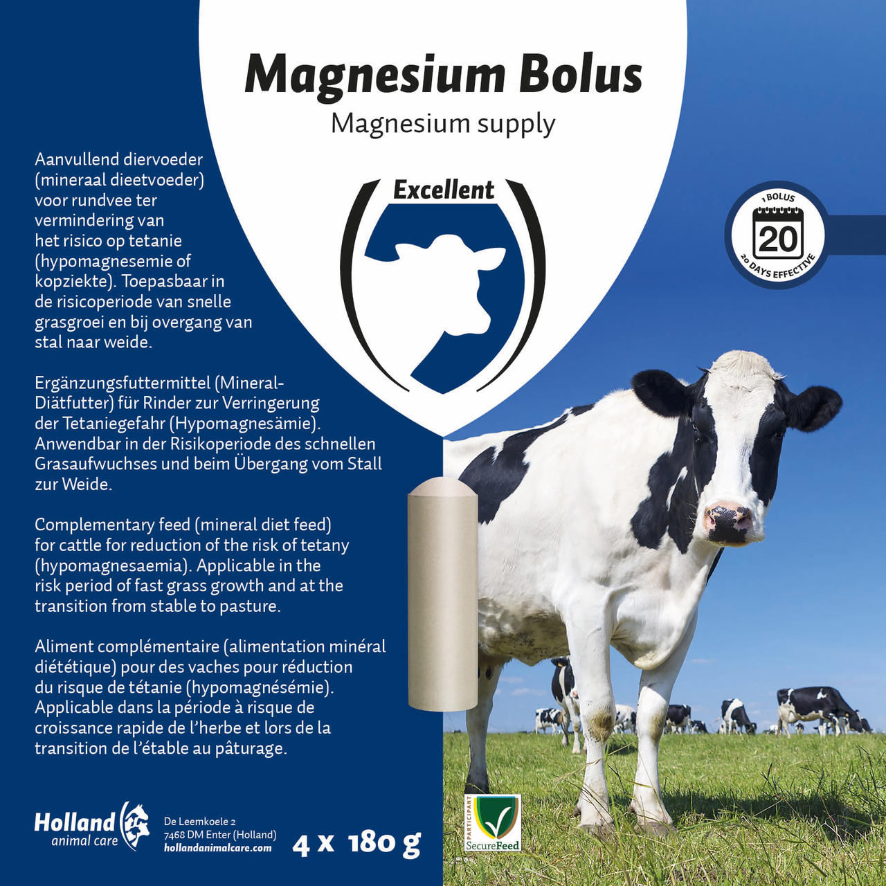 HOLLAND ANIMAL CARE MAGNESIUM-BOLUS - 4 Stück x 180 g