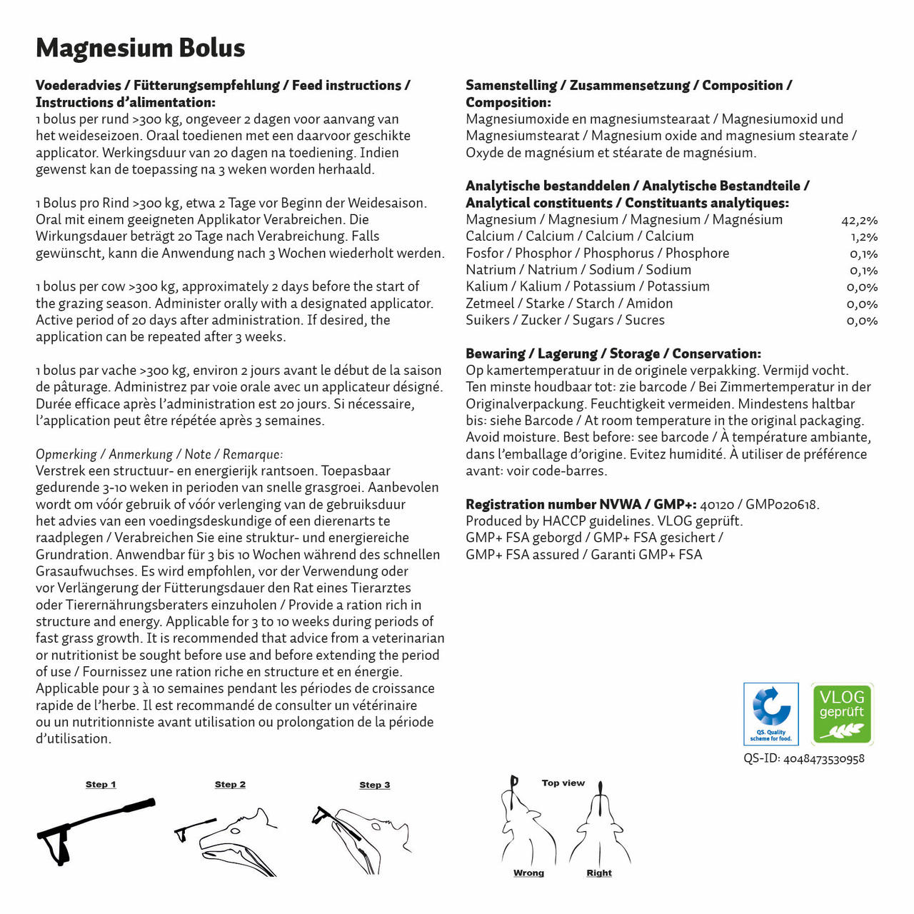 HOLLAND ANIMAL CARE MAGNESIUM-BOLUS - 4 Stück x 180 g